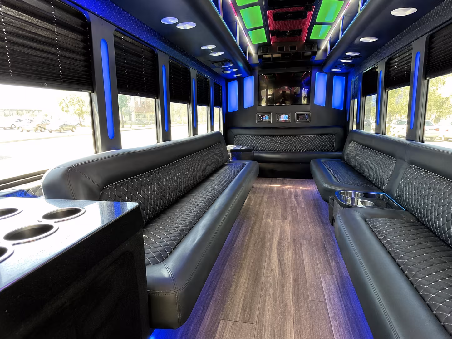 kennewick 15 passenger party bus inside