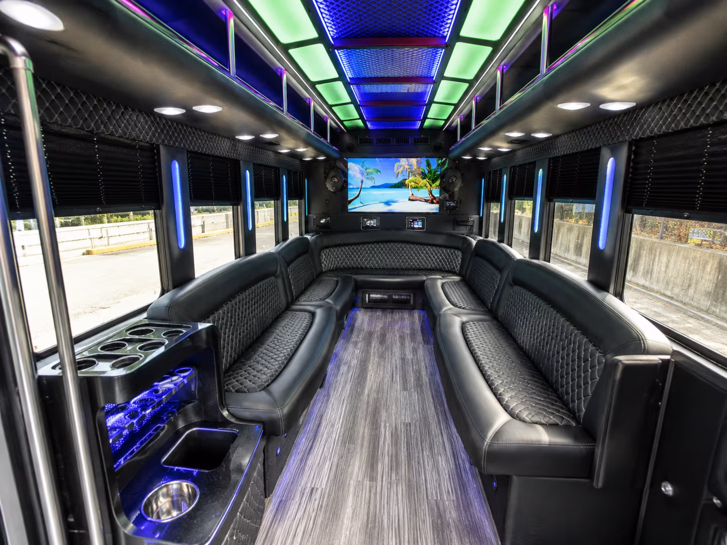 kennewick 18 passenger party bus inside