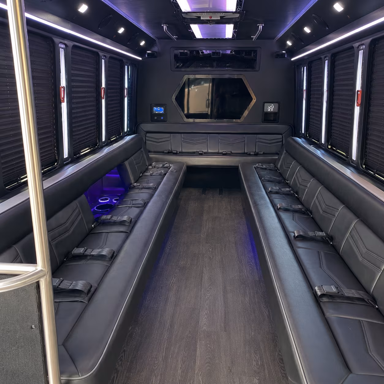 kennewick 18 passenger party bus interior
