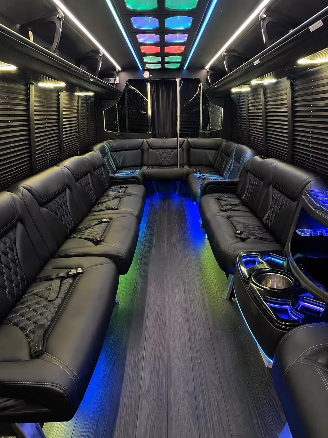 kennewick 20 passenger party bus interior